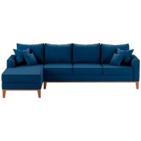 Sofá 4 Lugares Beny Com Chaise Esquerdo Linho Azul Marinho - 1