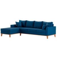 Sofá 4 Lugares Beny Com Chaise Esquerdo Linho Azul Marinho - 6
