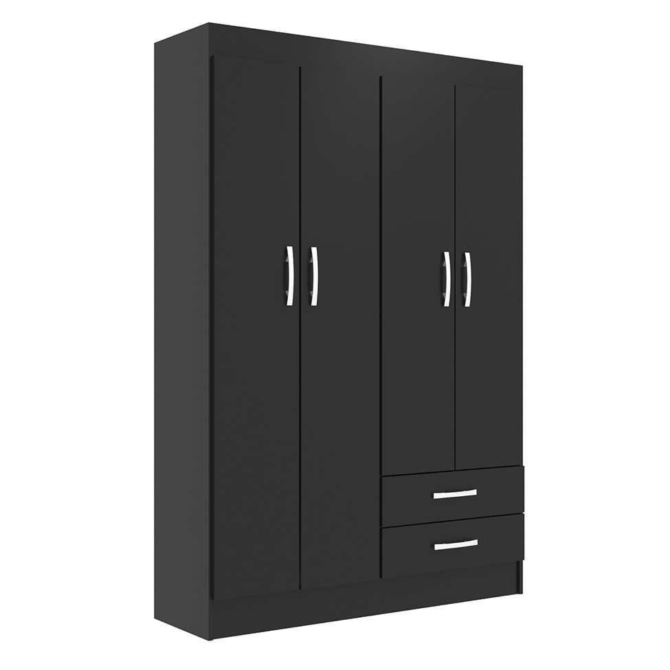 Guarda-Roupa Solteiro Atalaia 4 PT 2 GV Preto - 1