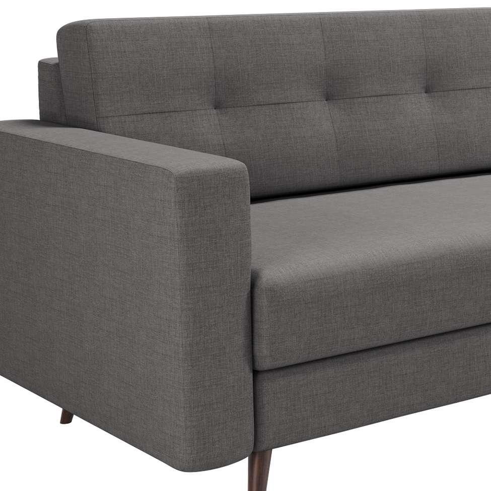 Sofá 3 Lugares Living Pé Palito Linho Cotton Cinza 210 cm - 6