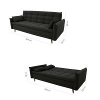 Sofá-Cama Casal 3 Lugares Marília Suede Grafite - 2