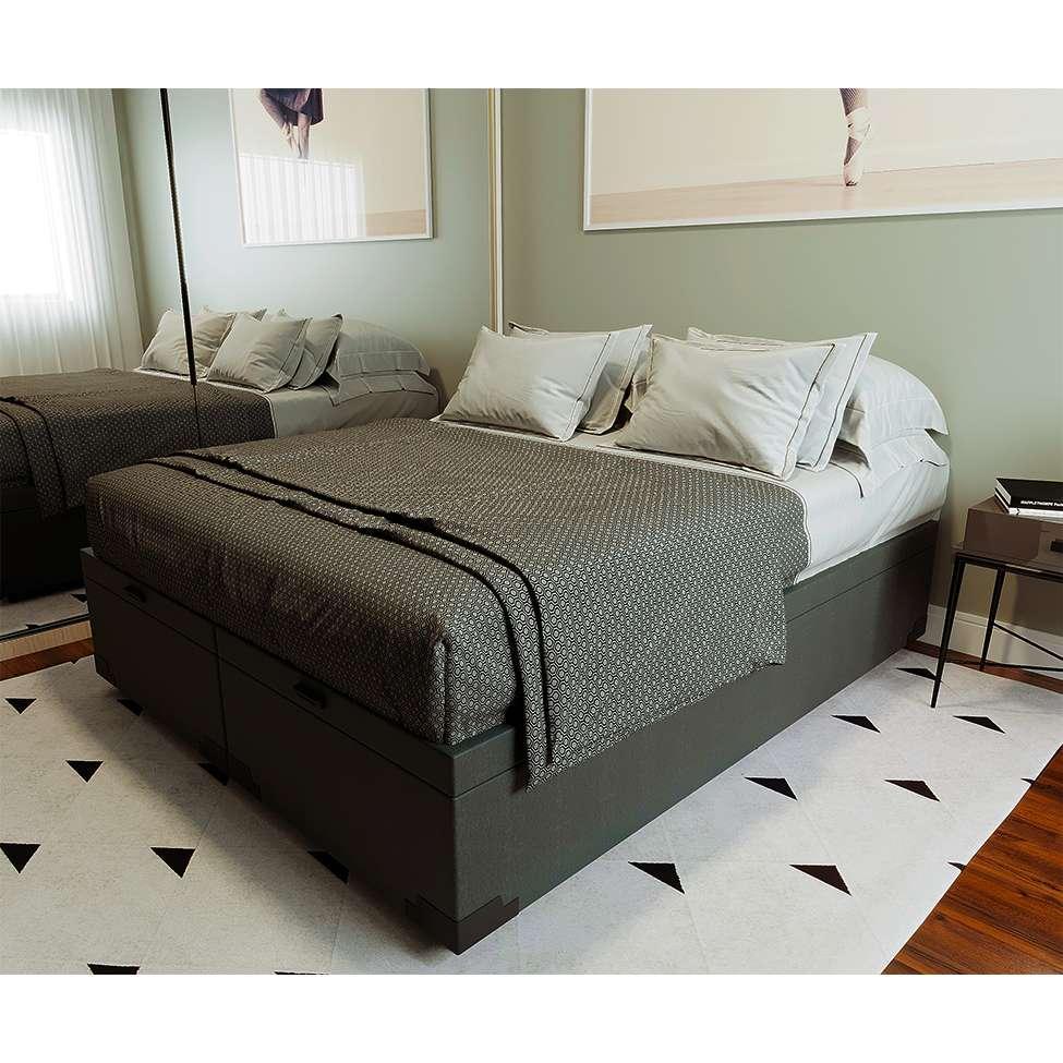 Base para Cama Box Queen Martin Premium com Baú Linho (47x158x198 cm) Grafite - 2