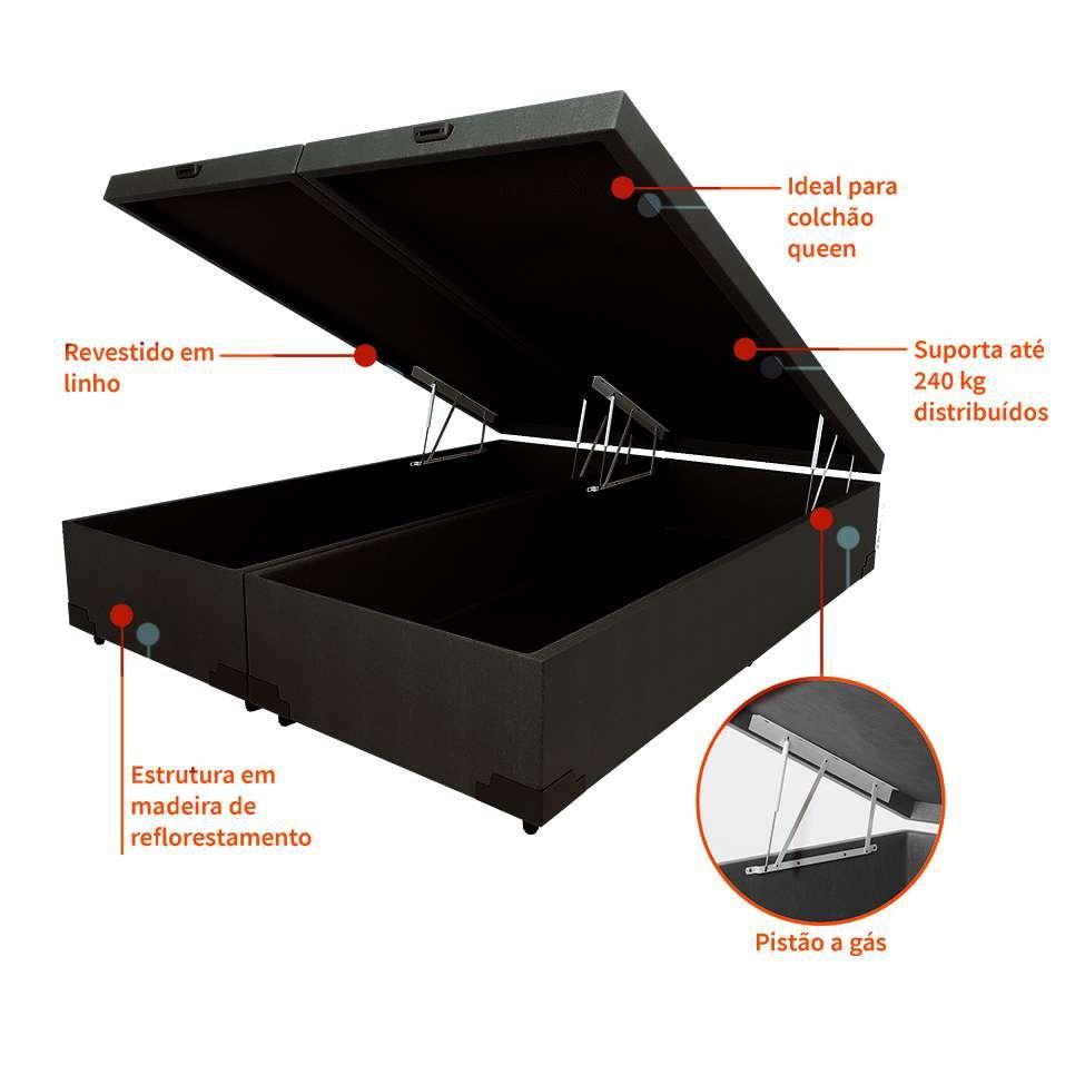Base para Cama Box Queen Martin Premium com Baú Linho (47x158x198 cm) Grafite - 4