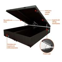 Base para Cama Box Queen Martin Premium com Baú Linho (47x158x198 cm) Grafite
