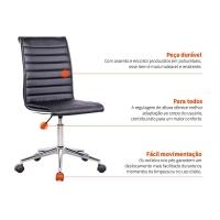 Cadeira de Escritório Secretária Giratória Marilyn Preta