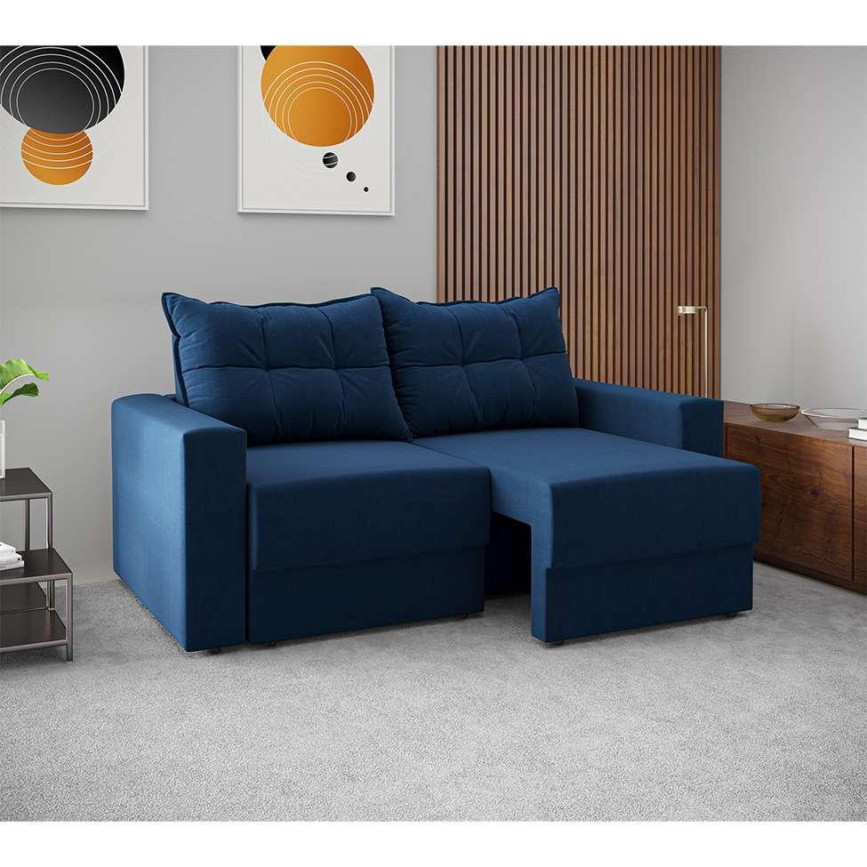 Sofá 2 Lugares Retrátil Lubeck Suede Azul Marinho 140 cm - 2