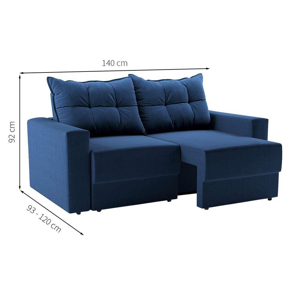 Sofá 2 Lugares Retrátil Lubeck Suede Azul Marinho 140 cm - 3