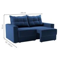 Sofá 2 Lugares Retrátil Lubeck Suede Azul Marinho 140 cm - 3