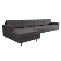 Sofá 4 Lugares Living com Chaise Esquerdo Pé Palito Linho Cotton Grafite Escuro - 2