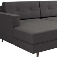 Sofá 4 Lugares Living com Chaise Esquerdo Pé Palito Linho Cotton Grafite Escuro - 6