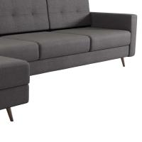 Sofá 4 Lugares Living com Chaise Esquerdo Pé Palito Linho Cotton Grafite Escuro - 7