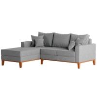 Sofá 3 Lugares Beny Com Chaise Esquerdo Linho Cinza - 6