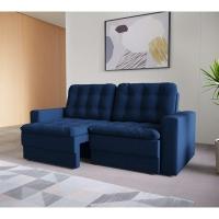 Sofá 3 Lugares Retrátil Lubeck Plush Suede Azul Marinho 180 cm - 2