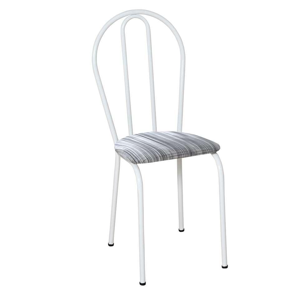 Conjunto com 4 Cadeiras Madryn Cinza Listrado e Branco - 3