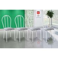 Conjunto com 4 Cadeiras Madryn Cinza Listrado e Branco - 2