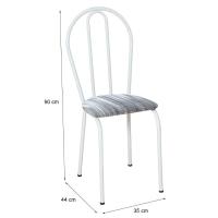 Conjunto com 4 Cadeiras Madryn Cinza Listrado e Branco