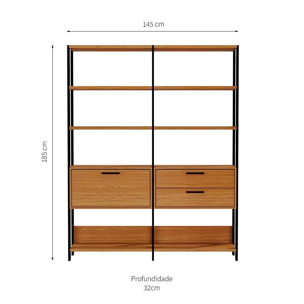 Estante Dijon 1 PT 2 GV Freijó e Preta 145 cm - 3