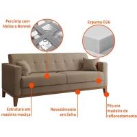 Sofá 3 Lugares Narvik Linho Bege - 6