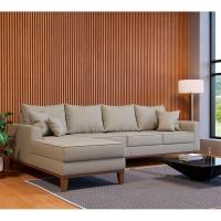 Sofá 4 Lugares Beny Com Chaise Esquerdo Linho Bege - 2