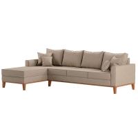 Sofá 4 Lugares Beny Com Chaise Esquerdo Linho Bege - 6