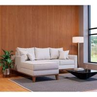 Sofá 3 Lugares Beny Com Chaise Esquerdo Linho Cru - 2