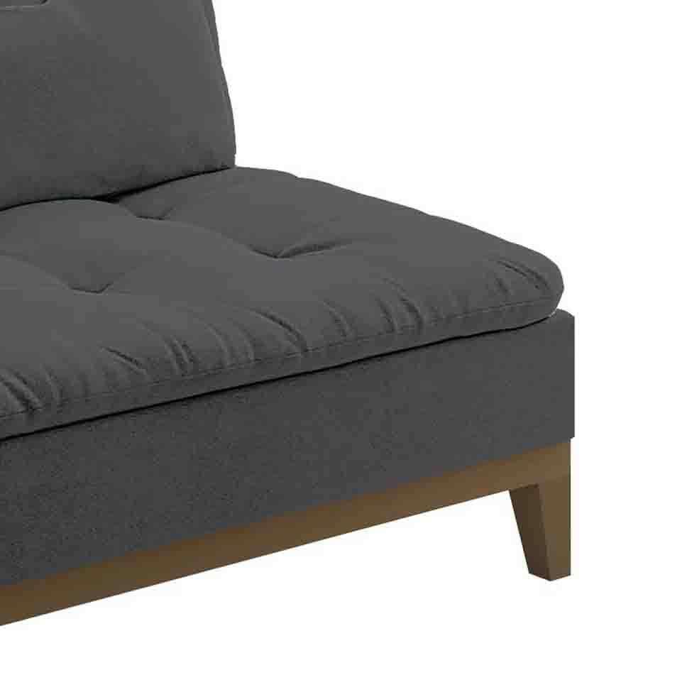 Sofá-Cama 3 Lugares Casal Premium Base e Pés de Madeira Suede Cinza - 8