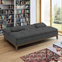 Sofá-Cama 3 Lugares Casal Premium Base e Pés de Madeira Suede Cinza - 6