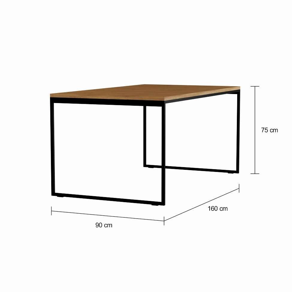 Mesa de Jantar Retangular Industrial Dallas Carvalho e Preta 160 cm - 4