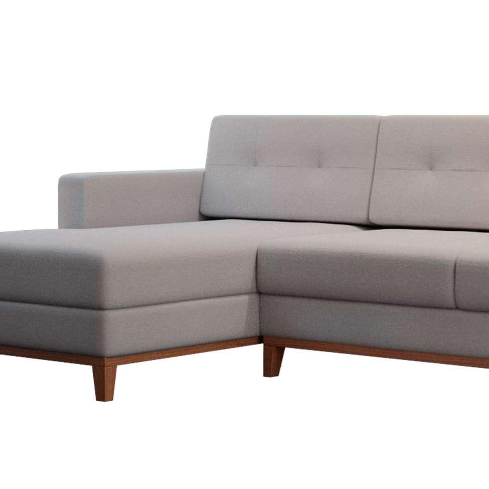 Sofá 4 Lugares Living com Chaise Esquerdo Pés e Base em Madeira Linho Cotton Cru - 6