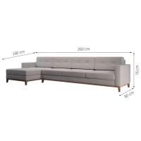 Sofá 4 Lugares Living com Chaise Esquerdo Pés e Base em Madeira Linho Cotton Cru - 3
