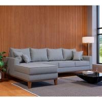Sofá 4 Lugares Beny Com Chaise Esquerdo Linho Cinza - 2
