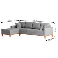 Sofá 4 Lugares Beny Com Chaise Esquerdo Linho Cinza - 3