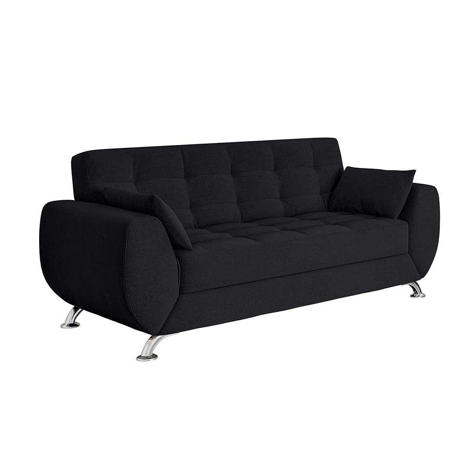 Sofá 3 Lugares Larissa Suede Preto - 1