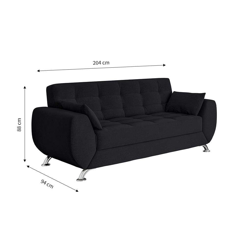 Sofá 3 Lugares Larissa Suede Preto - 3