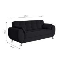 Sofá 3 Lugares Larissa Suede Preto - 3