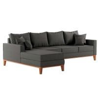 Sofá 4 Lugares Beny Com Chaise Esquerdo Linho Grafite