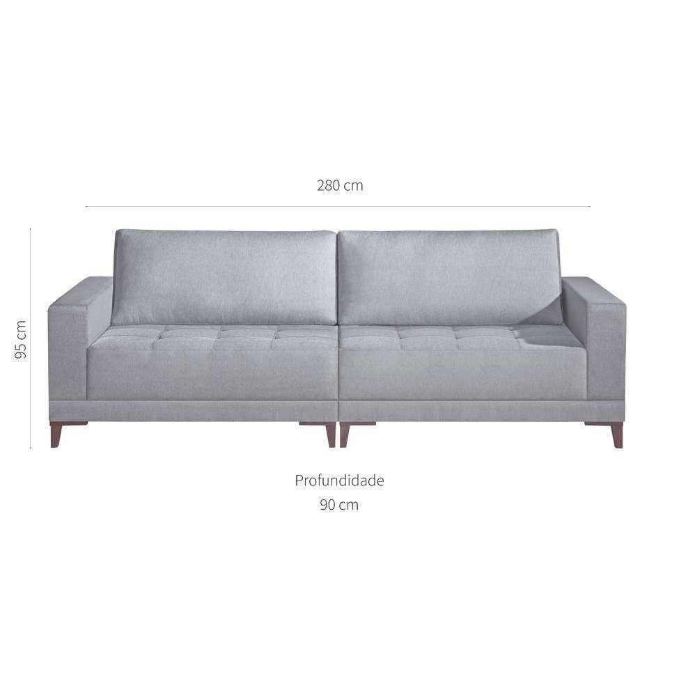 Sofá Londres 4 Lugares Linho Cinza 280 cm - 3