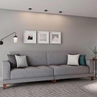 Sofá Londres 4 Lugares Linho Cinza 280 cm - 1