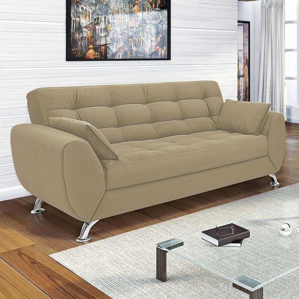 Sofá 3 Lugares Larissa II Suede Bege - 2