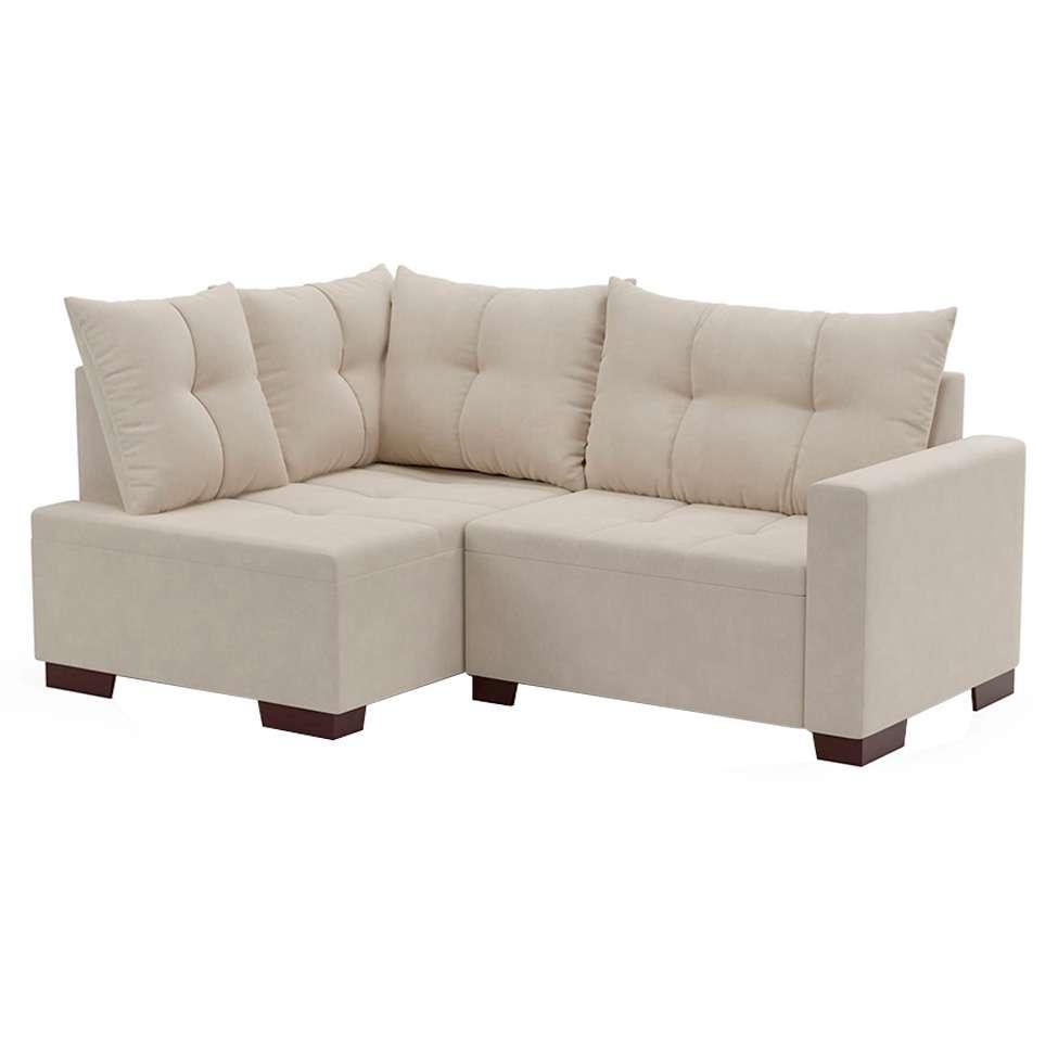 Sofá de Canto 4 Lugares Leme Suede Bege - 4