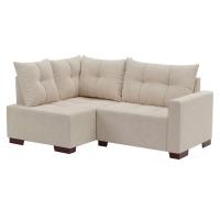 Sofá de Canto 4 Lugares Leme Suede Bege
