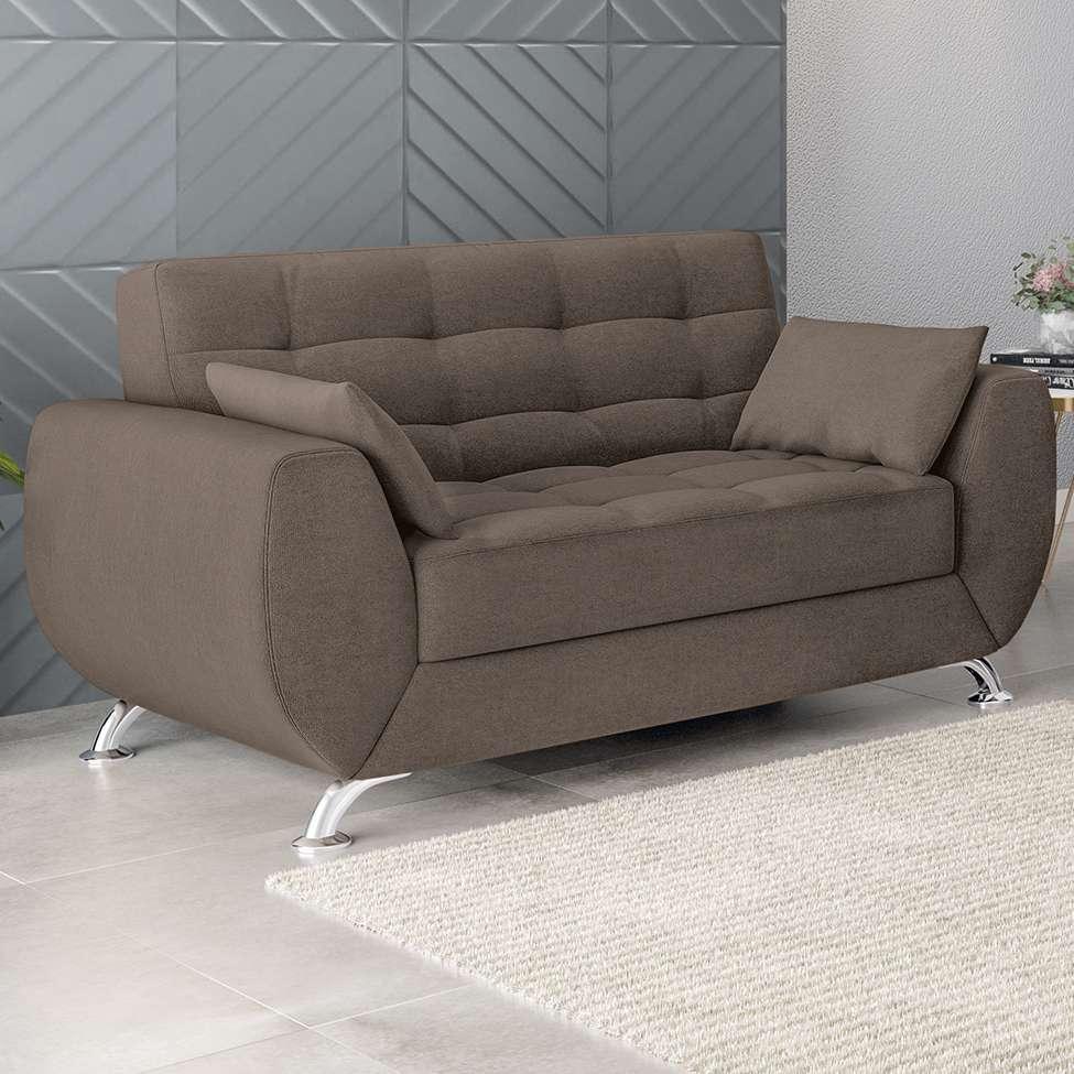 Sofá 2 Lugares Larissa Suede Castanho - 2