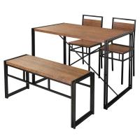 Conjunto de Mesa Wooden com 1 Banco e 2 Cadeiras Preto e Amêndoa - 1