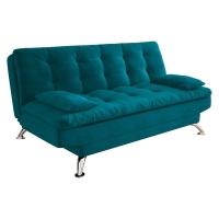 Sofá-Cama Casal 3 Lugares Premium A2 Suede Azul Turquesa - 1