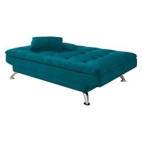 Sofá-Cama Casal 3 Lugares Premium A2 Suede Azul Turquesa - 6