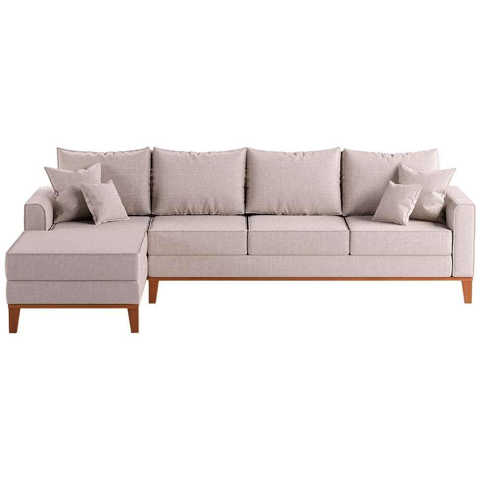 Sofá 4 Lugares Beny Com Chaise Esquerdo Linho Cru - 1