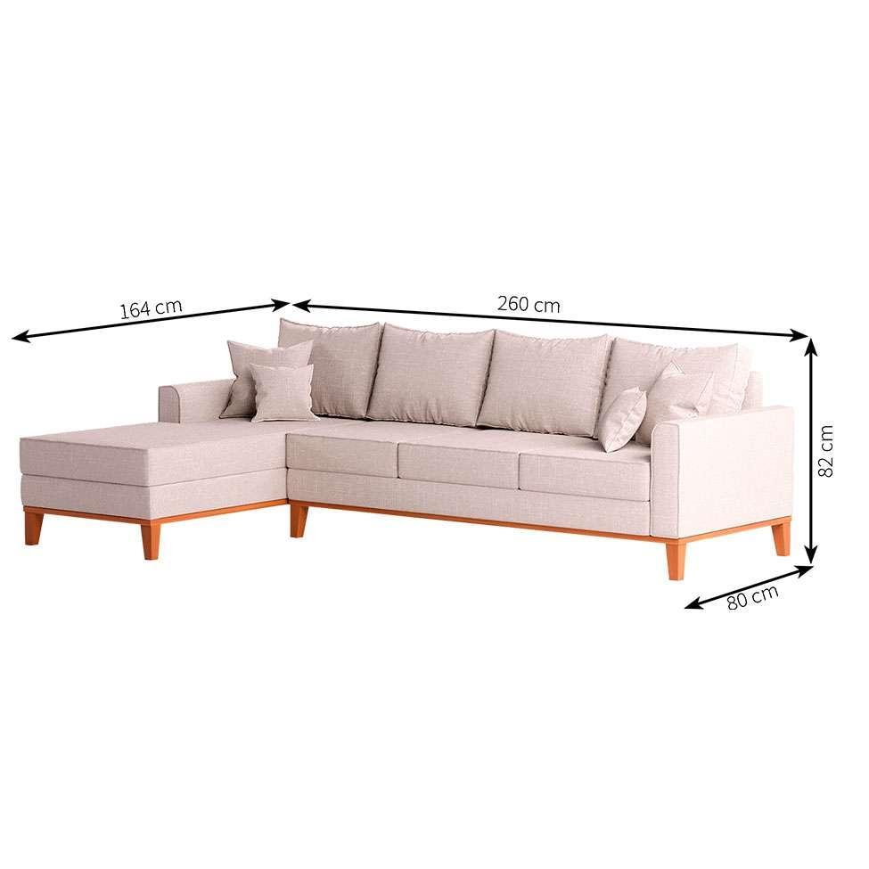 Sofá 4 Lugares Beny Com Chaise Esquerdo Linho Cru - 3