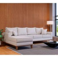 Sofá 4 Lugares Beny Com Chaise Esquerdo Linho Cru - 2