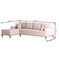 Sofá 4 Lugares Beny Com Chaise Esquerdo Linho Cru - 3