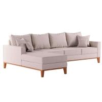 Sofá 4 Lugares Beny Com Chaise Esquerdo Linho Cru
